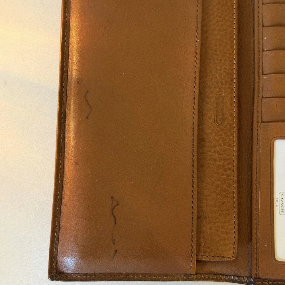 Coach SOHO Green Mini Signature C Canvas Leather Buckle Bi-Fold Wallet VTG Y2K